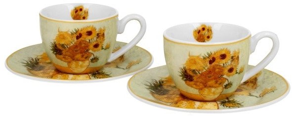 Zestaw 2 filiżanek do espresso 110 ml + spodki Sunflowers