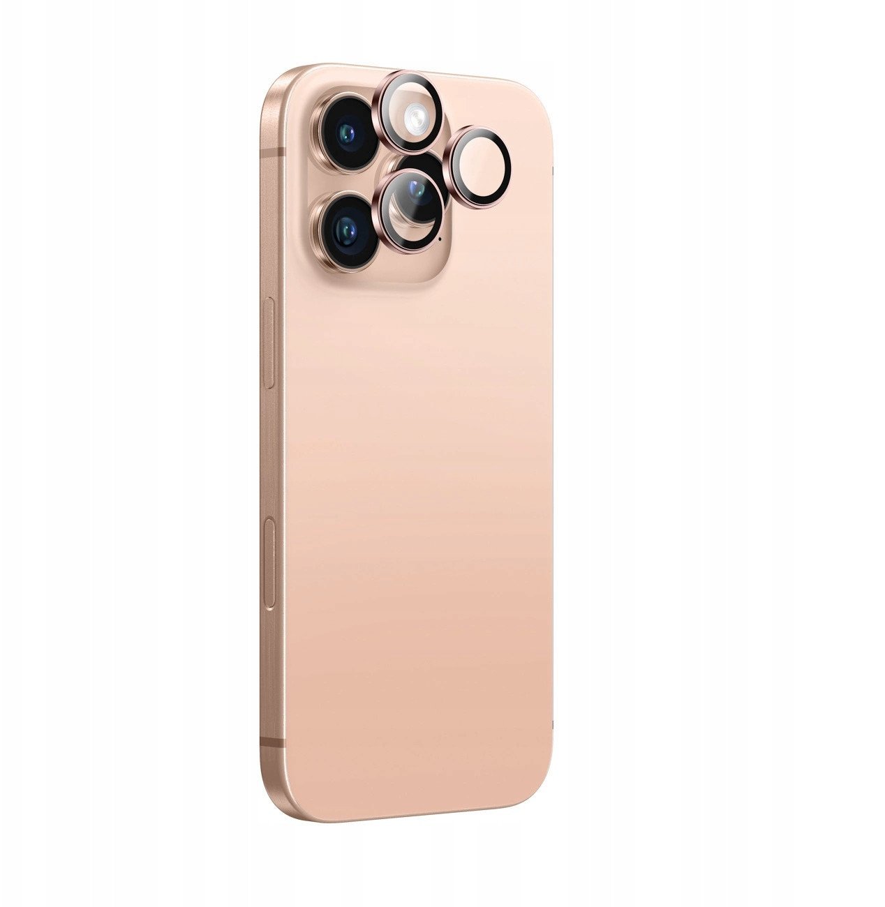 Szkło hartowane AMAZINGTHING AR Aluminium 3 Lens Glass z ramką na soczewki aparatu do iPhone 16 Pro / 16 Pro Max - różowe złoto