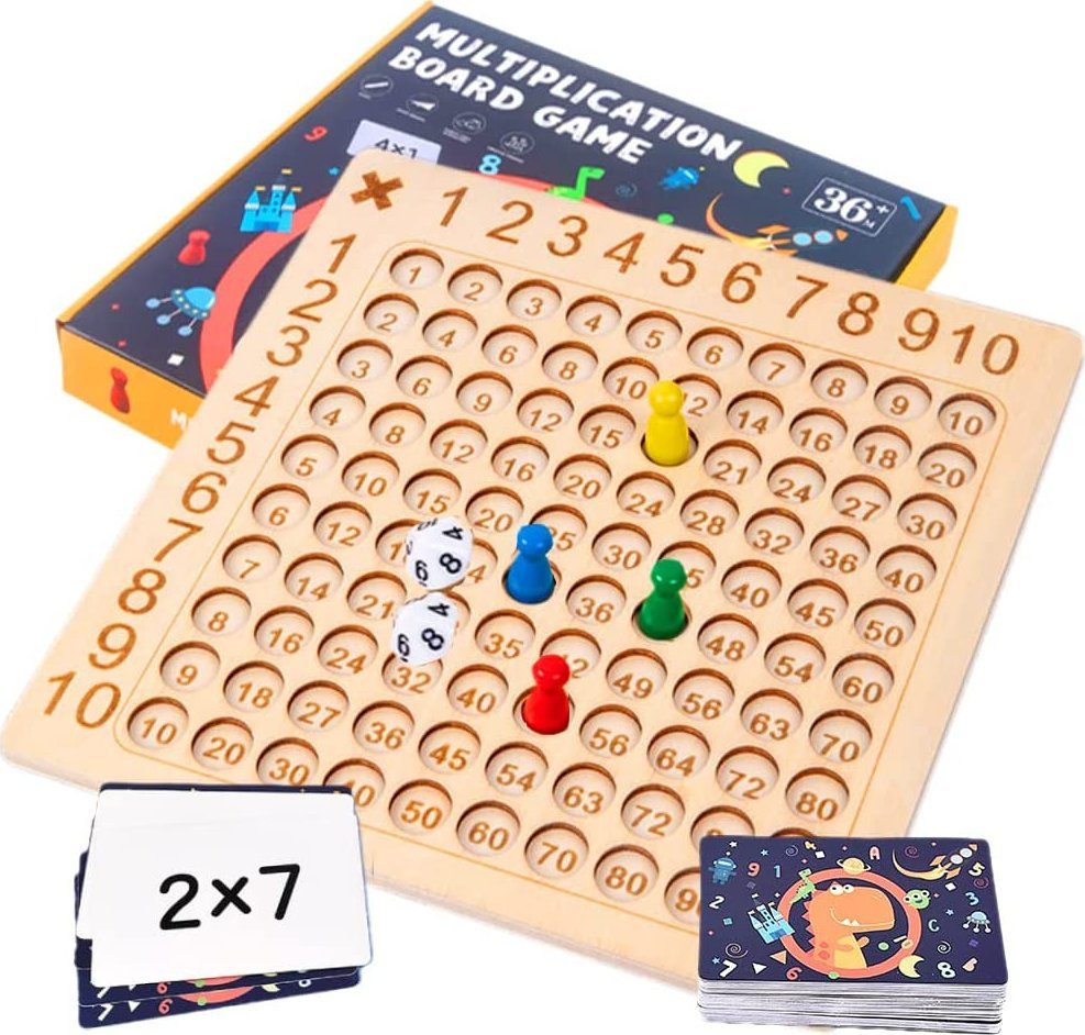 Zaxer Gra planszowa tabliczka mnożenia, nauka liczenia, drewniana
