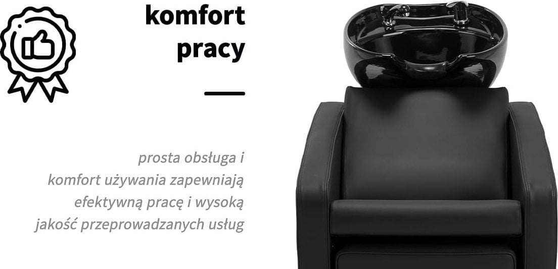 Gabbiano Myjnia fryzjerska Emma z elektrycznym podnóżkiem czarna