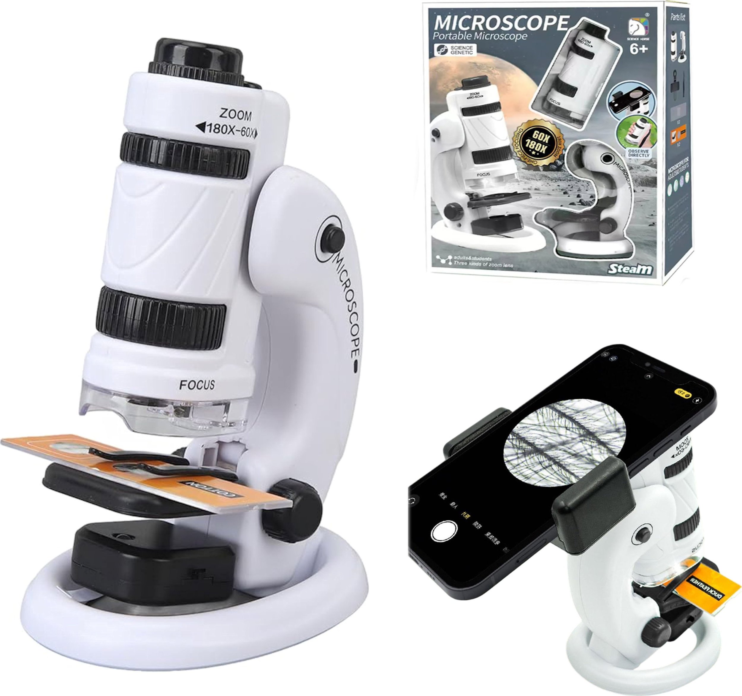 Mikroskop Coil Coil mikroskop powiększający edukacyjny akcesoria 180x 60x