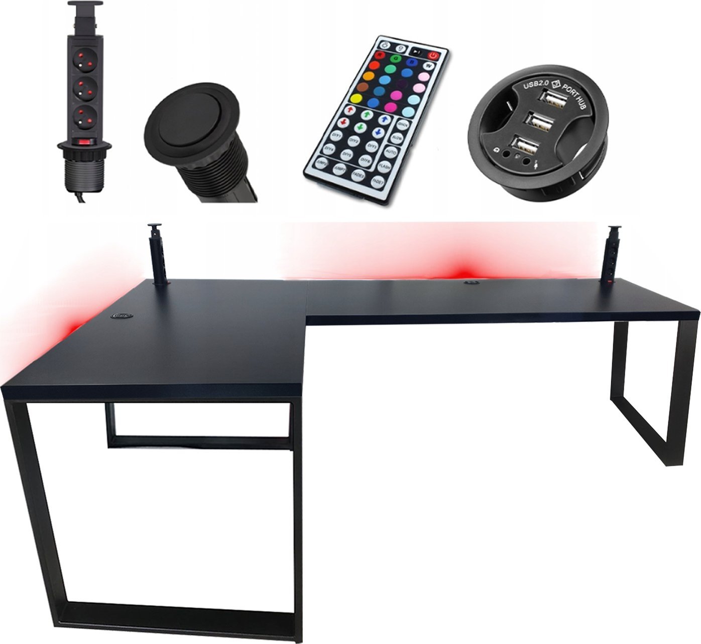 BIURKO GAMINGOWE NARONE LOFTOWE 240X160 STABILNE GNIAZDO PRODUCENT