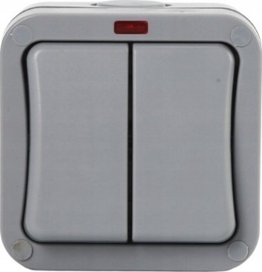 Pan i Pani Gadżet Przełącznik Ścienny Wodoodporny Zewnętrzny Podwójny MP42 IP66 Szary