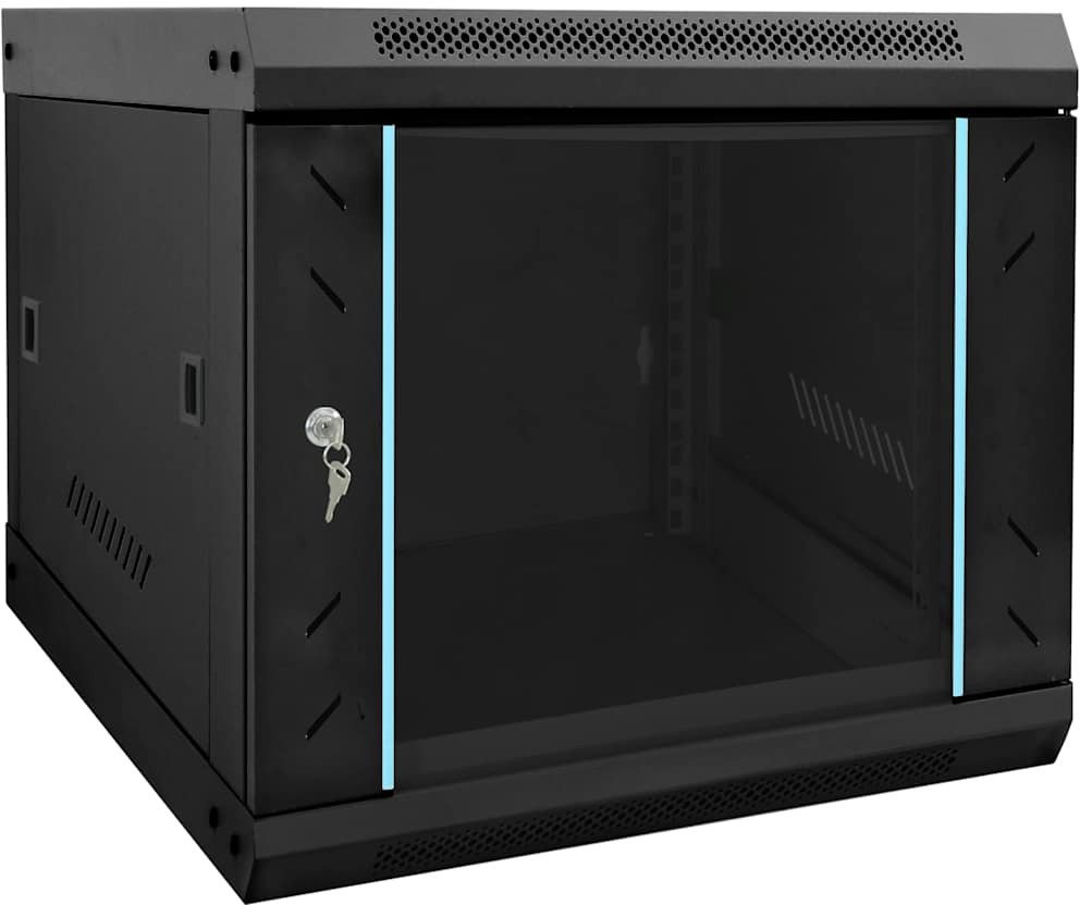 vidaXL Szafa sieciowa z przechowywaniem Czarny 53 x 60 x 45 cm Stal