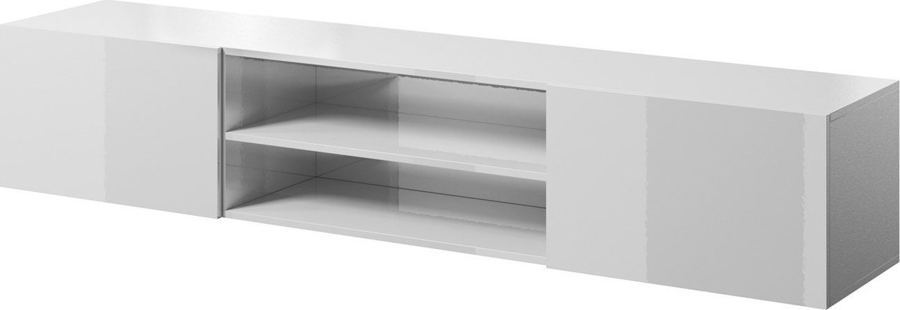 Cama Meble Szafka RTV SLIDE 200K 200x40xH37 cała w białym połysku