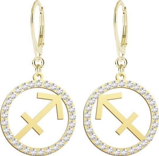 MEJK Jewellery Kolczyki Strzelec Znak Zodiaku srebro pozłacane