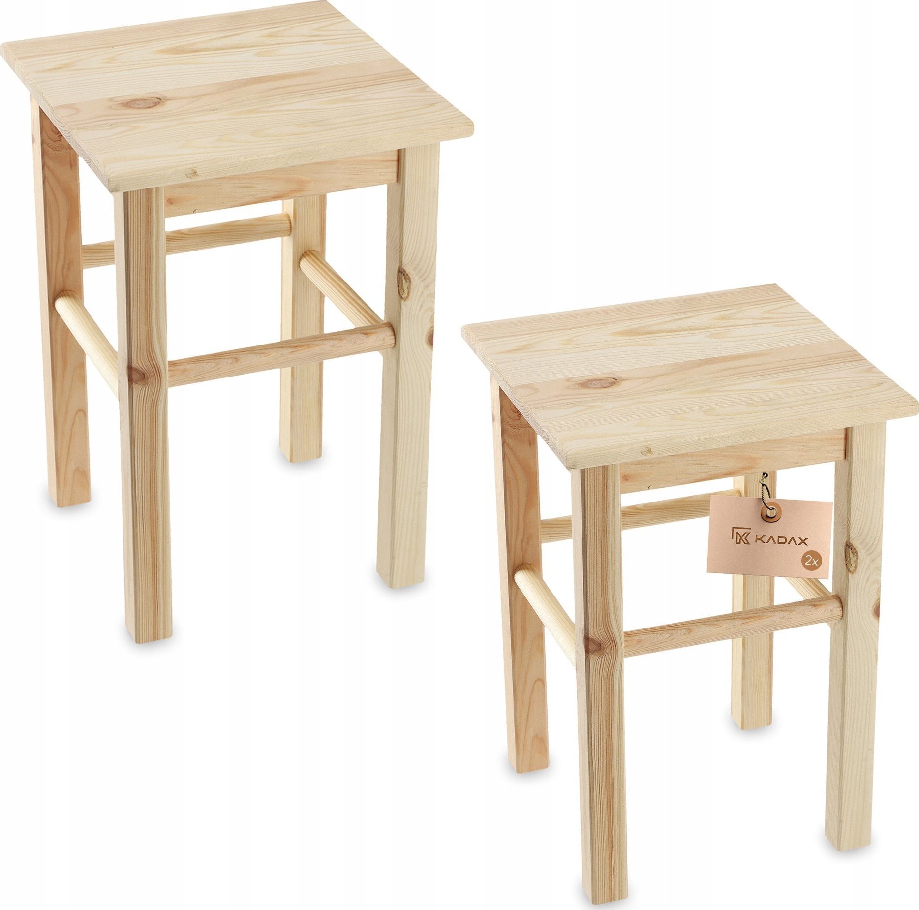 Kadax KADAX Taboret Stołek Drewniany Krzesło 44cm 2szt