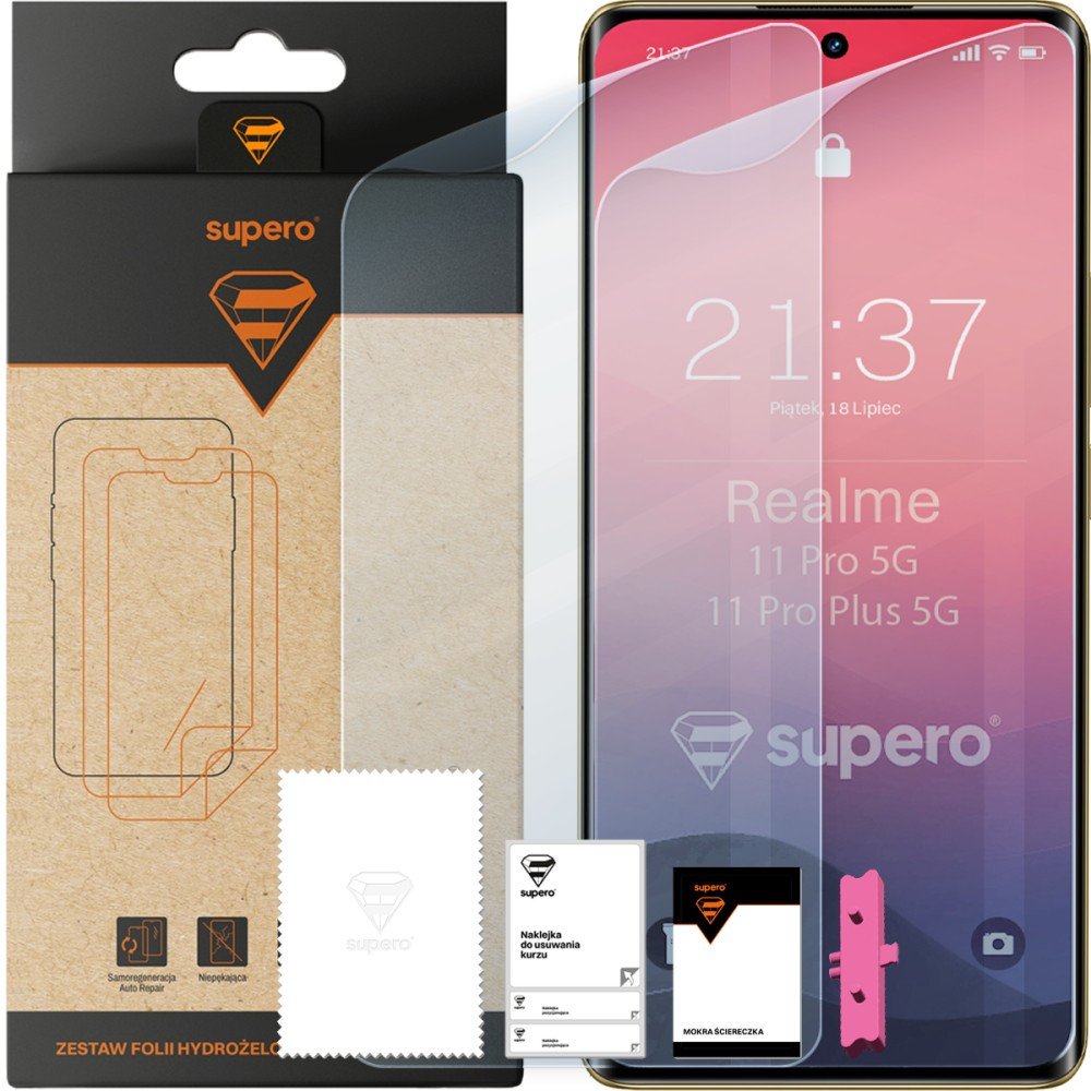 Folia hydrożelowa do Realme 11 Pro 5G/11 Pro Plus 5G, Supero, 2 szt. + aplikator