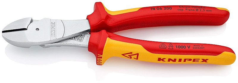 Knipex Szczypce tnące boczne o zwiększonym przyłożeniu izolowane 200mm (7406200)