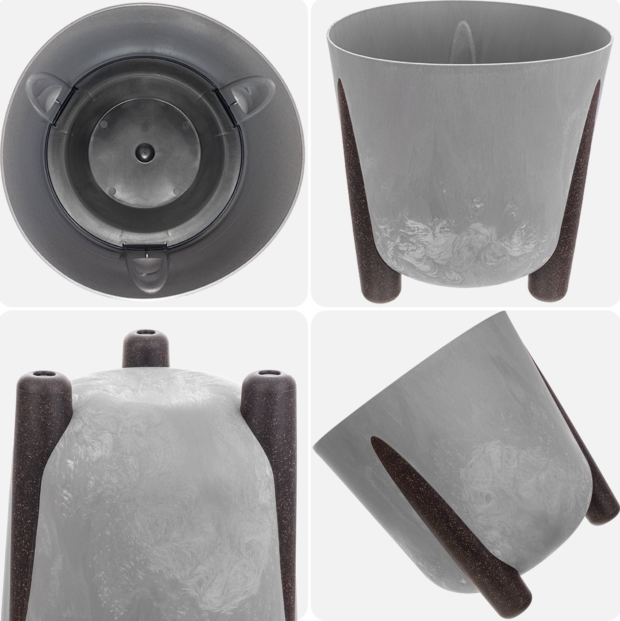 Kadax KADAX Doniczka Donica Na Kwiaty Osłonka Nóżki + Wkład Kwietnik 18cm szara