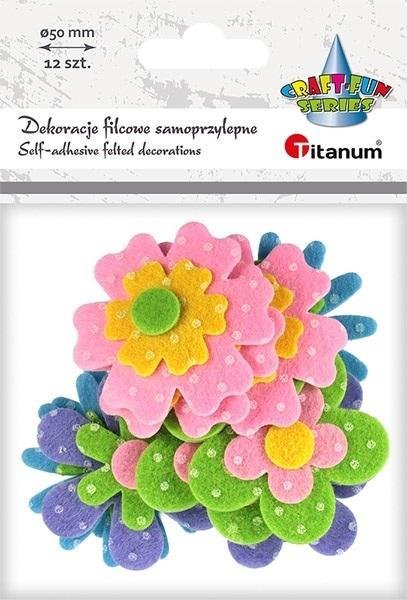 Titanum Naklejki filcowe 3D kwiaty 12szt