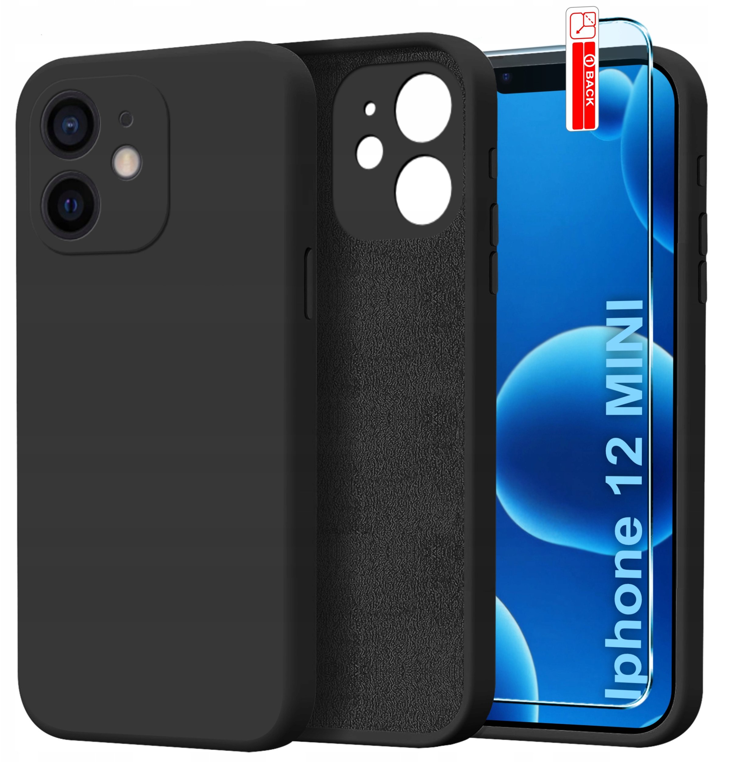 Etui do Apple iPhone 12 Mini CASE Silicone ELASTYCZNE + Szkło OCHRONNE 9H