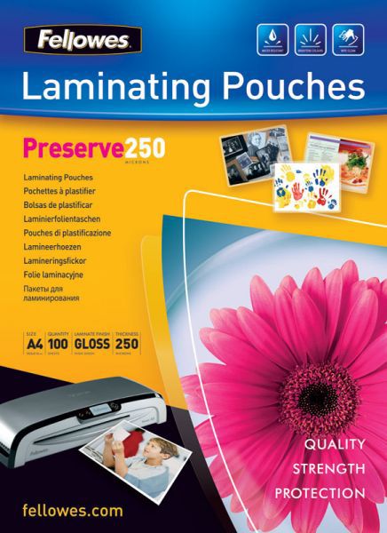 Fellowes folie do laminowania 250 µ, 216x303 mm A4, 100 szt. (5401802)