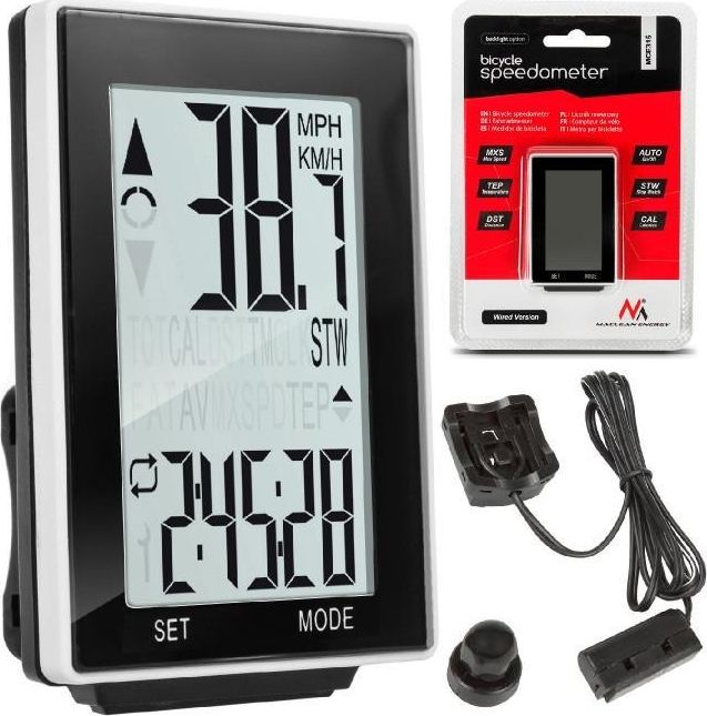 Maclean Licznik rowerowy Maclean MCE315 przewodowy, czytelny wyświetlacz z podświetleniem
