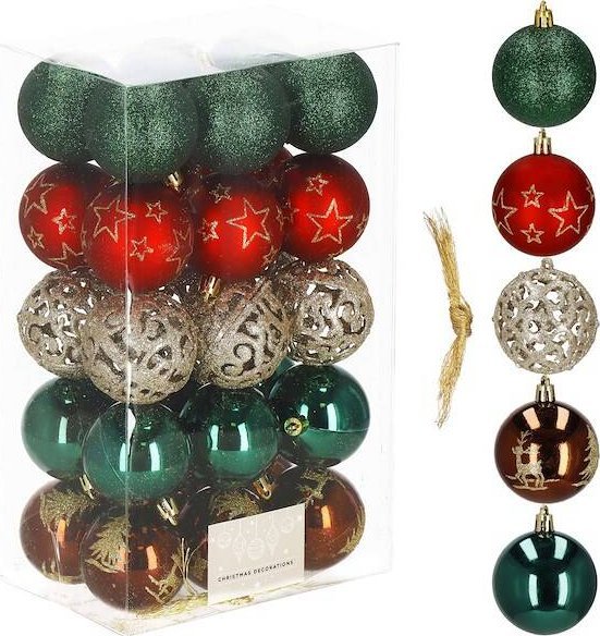 Springos Bombki choinkowe 30 szt. ozdoby świąteczne zestaw 6cm multikolor UNIWERSALNY