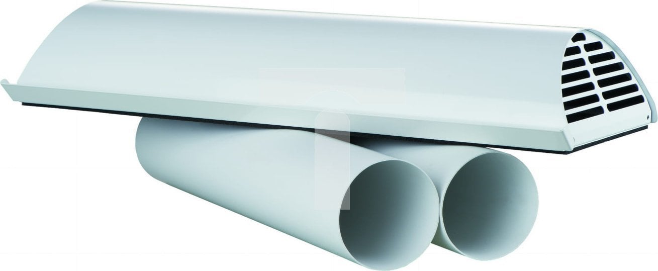 Triton Zestaw do montażu centrali Freshbox 200 (2 kanały fi100 mm 05 m.b. okap zewnętrzny malowany proszkowo na biało wzornik karton)