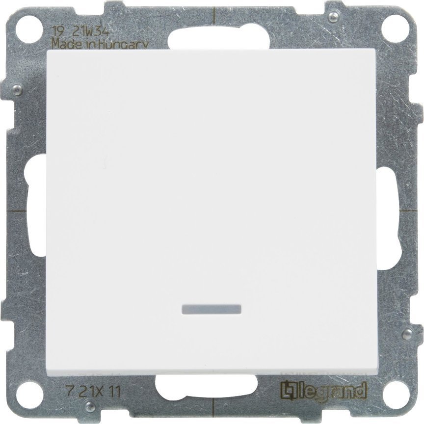 Legrand SUNO - Łacznik jednobiegunowy podświetlany - 10 AX - 250 V~ - zaciski automatyczne, Biały - Legrand 721111 himp