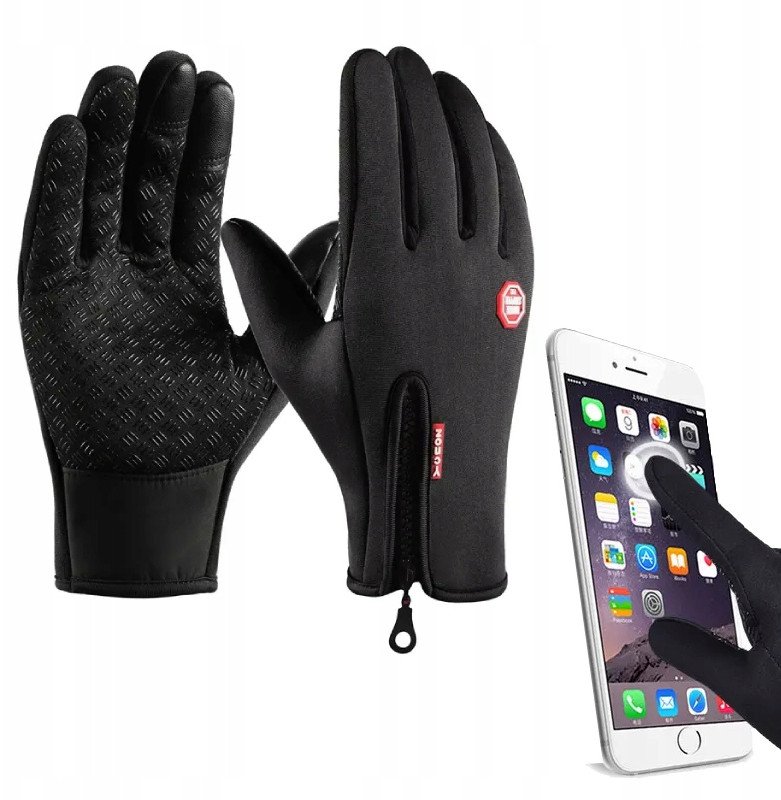 RĘKAWICZKI Sportowe -30C SUWAK UNISEX Antypoślizg PIANKA DOTYKOWE Podszewka