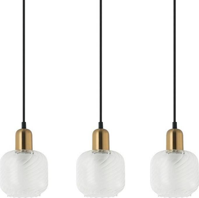 Lampa wisząca Italux Skandynawska LAMPA wisząca LAMEZIA PND-67594-3-BRO+CL Italux 3-płomienny zwis szklany mosiądz