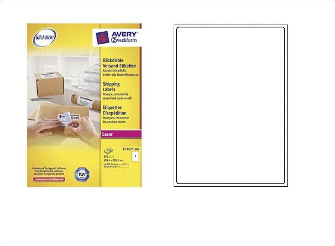 Avery Zweckform ETYK.ZF 7167 199.6X289,1 100 ARK./100/ ETYKIETA - L7167-100