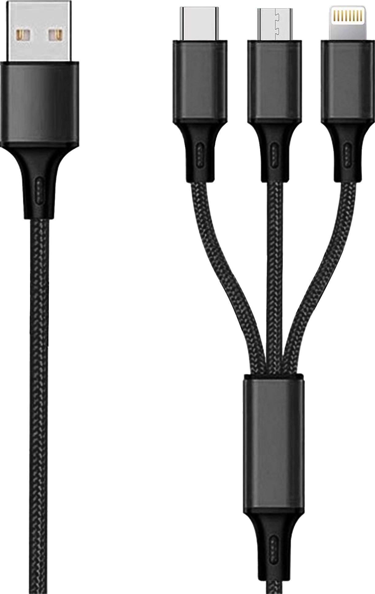 Kabel USB 2GO USB-A - USB-C + microUSB + Lightning 3 m Czarny (797154)