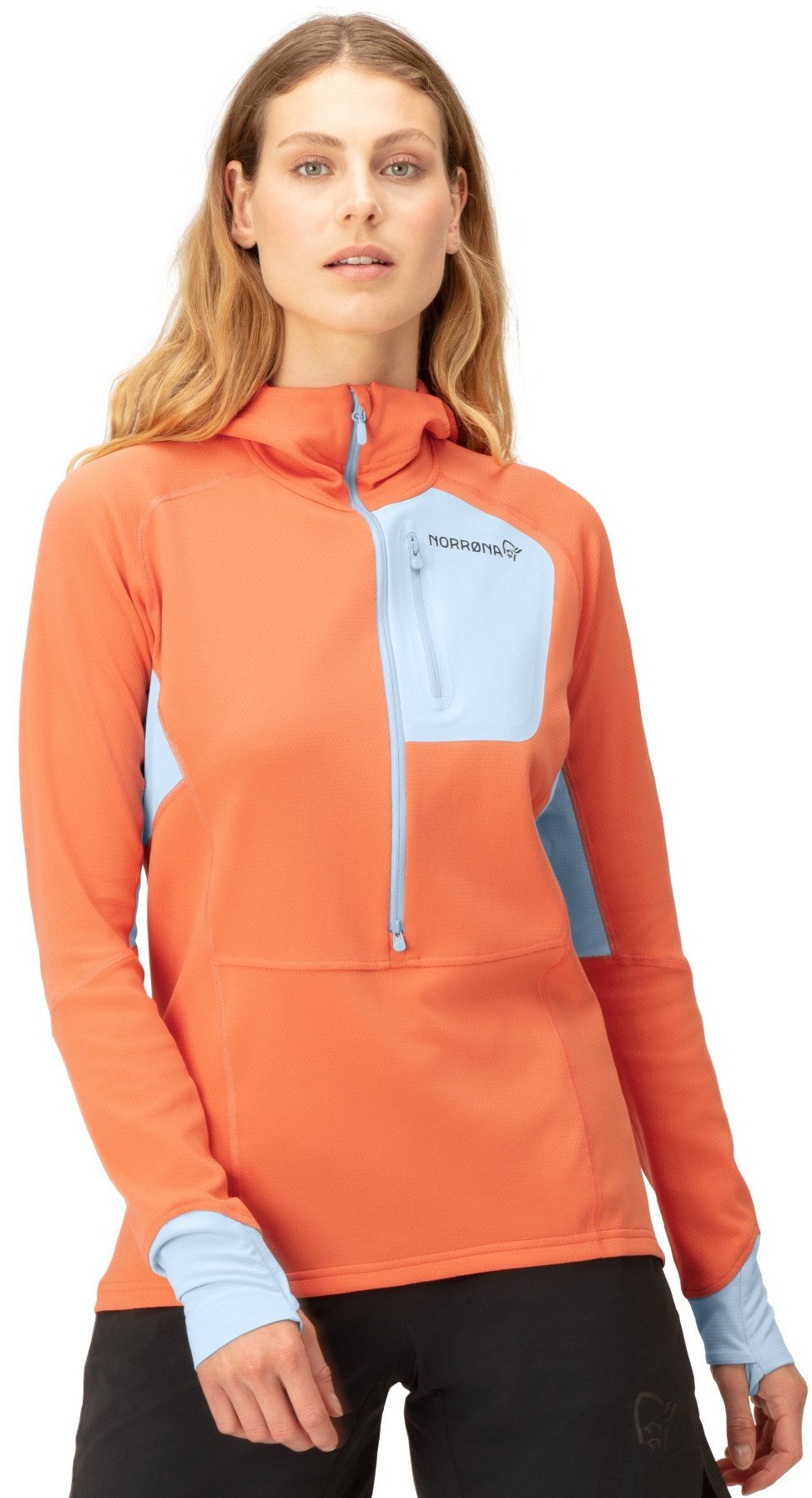 Bluza damska do biegania Norrona Senja Warm1 Hood - flamingo