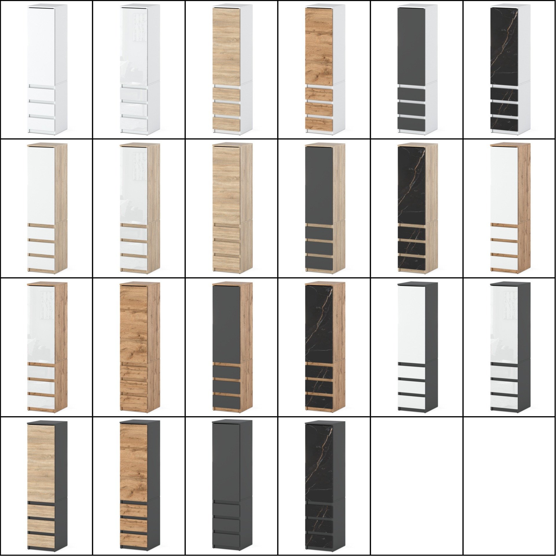 Szafa do salonu z 3 szufladami garderoba do sypialni 40cm biała wotan