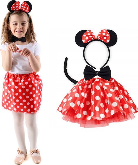 PRC STRÓJ ZESTAW MYSZKA SPÓDNICZKA OPASKA OGON MINNIE MIKI Uniwersalny