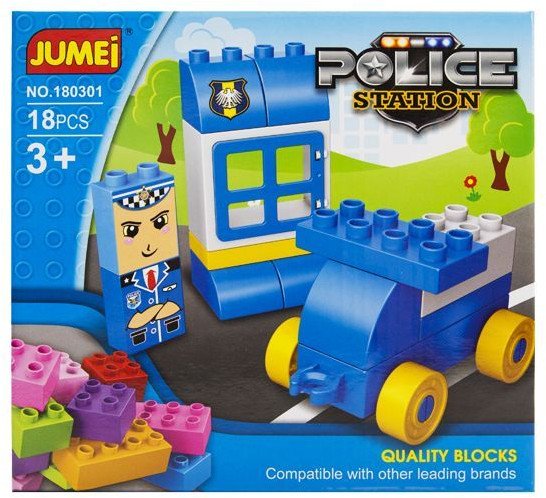 Klocki Jumei 3+ KOMISARIAT POLICJA 18 elementów, 20x19cm