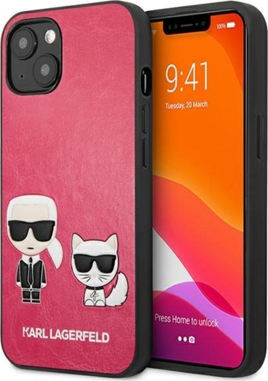 Karl Lagerfeld PU Leather Karl & Choupette Embossed - Etui iPhone 13 Mini (fuksja)