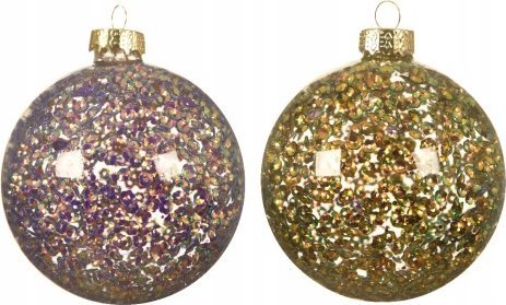 Kaemingk Bombka na choinkę szklana przeźroczysta cekinowa 8 cm