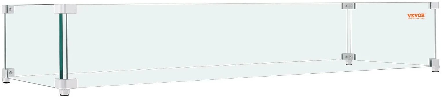 Osłona wiatrowa do ogniska 96x26cm hartowane szkło ochrona płomienia iskry