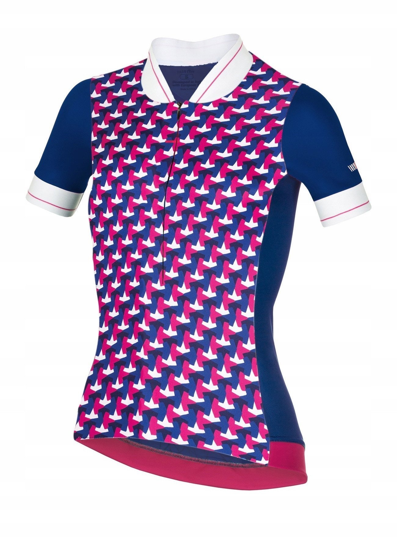Damska koszulka rowerowa zeroRH+ Preppy W FUCSIA/DARK BLUE/WHITE - L