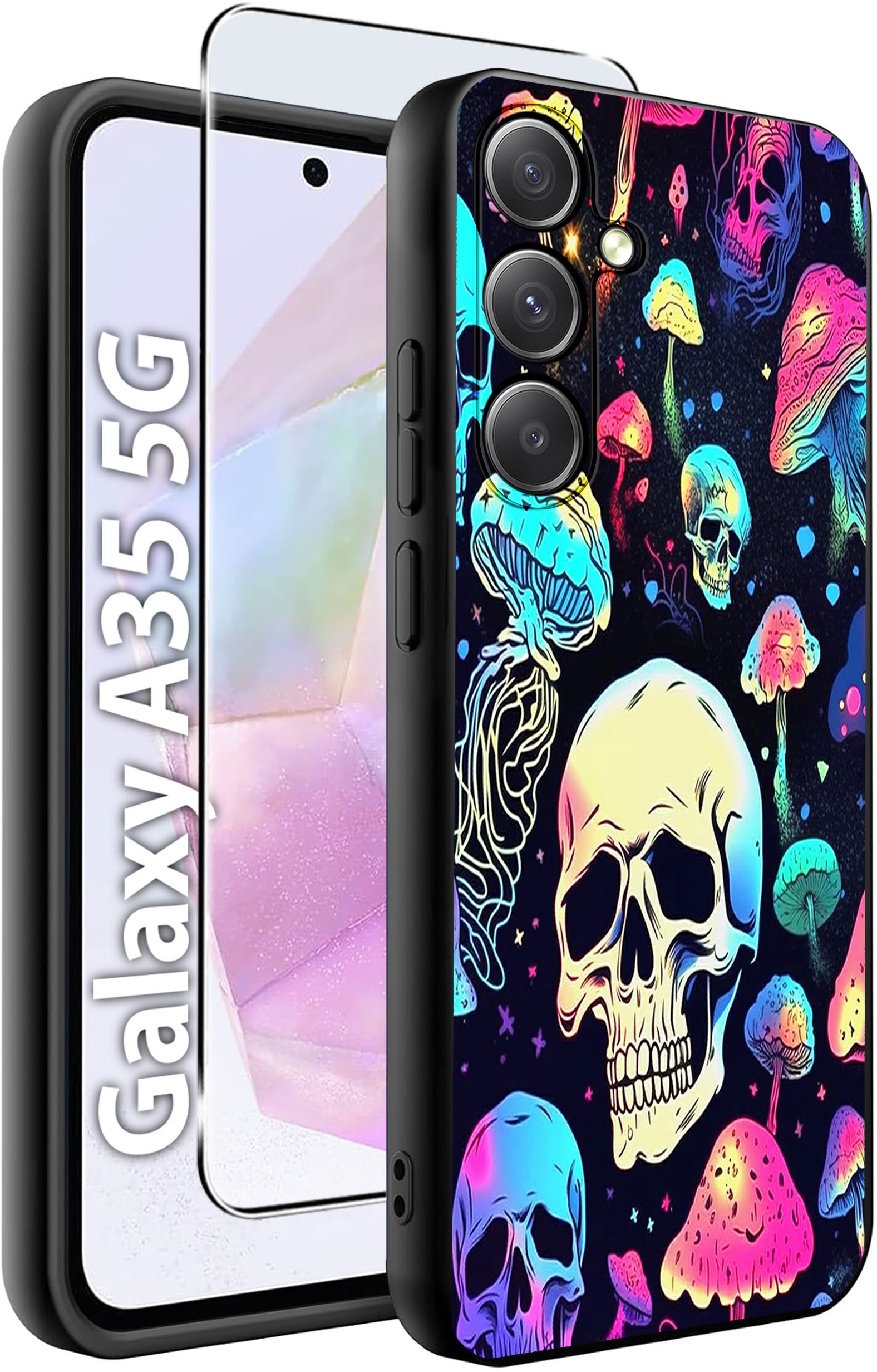 ETUI do Samsung A35 5G WZORY | SILIKONOWE MATT CASE + SZKŁO HARTOWANE 9H