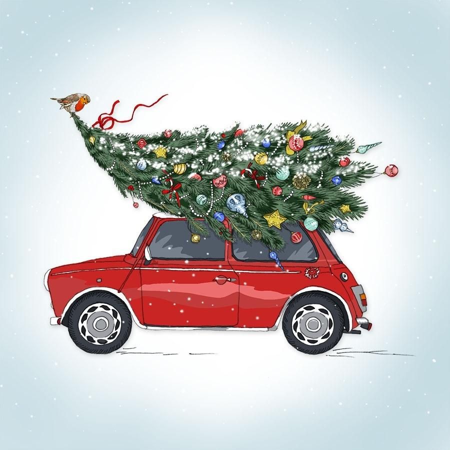 Clear Creation Karnet Swarovski - kwadrat. Święta Samochód