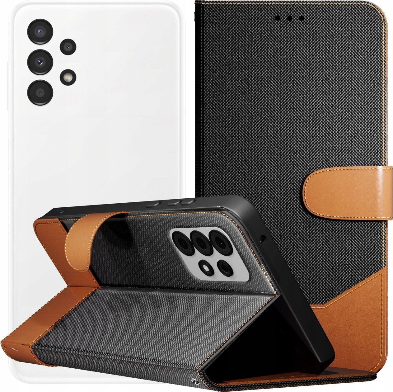 Hello Case Etui z Klapką Do Samsung Galaxy A13 5G / A04s (Jeans, Skórzane) Szkło 9H