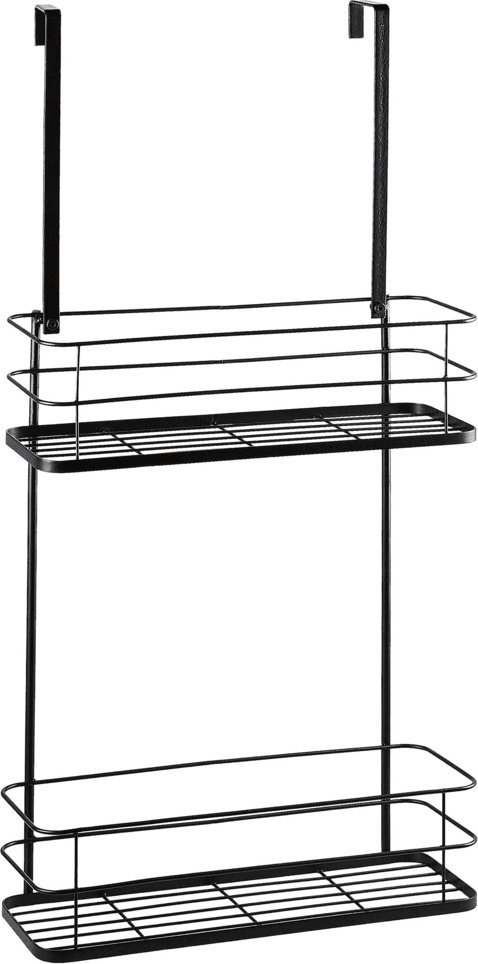 Koszyk prysznicowy Beliani Półka wisząca łazienkowa metalowa czarna TAYASU