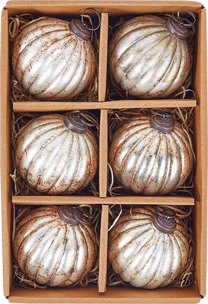 Beliani Zestaw 6 bombek szklanych srebrny IVOIRE