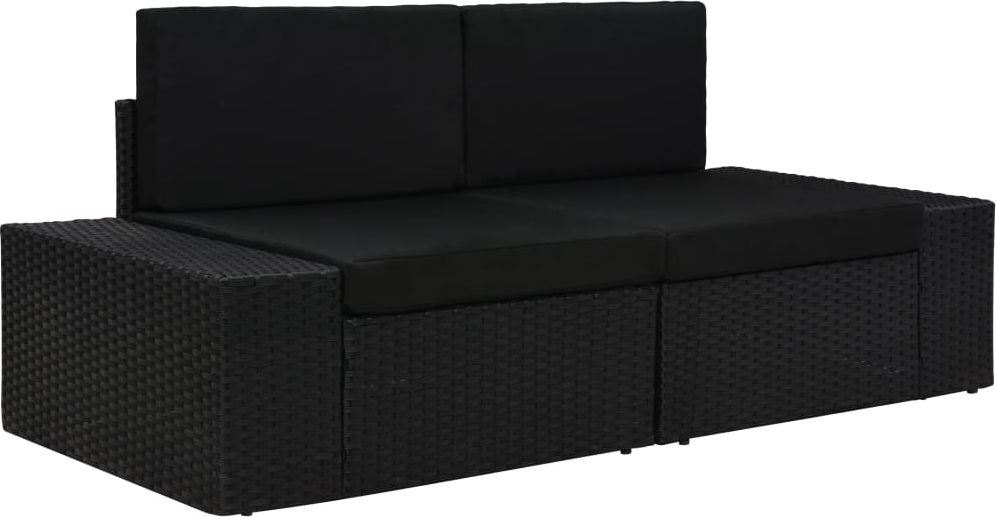 vidaXL sofa modułowa 2-osobowa, rattan PE, czarna (49505)