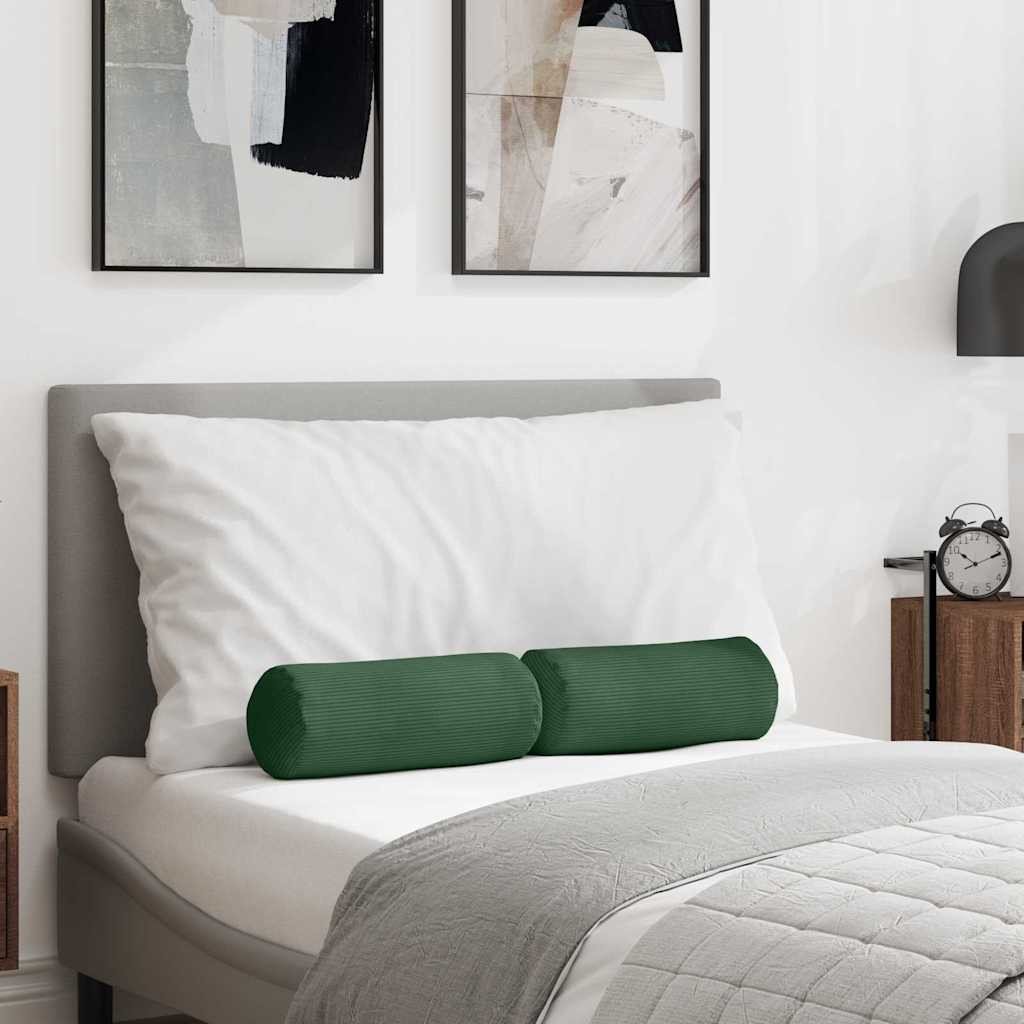 vidaXL Poduszki Wałkowe 2 pcs Ciemna zieleń 15 x 40 cm
