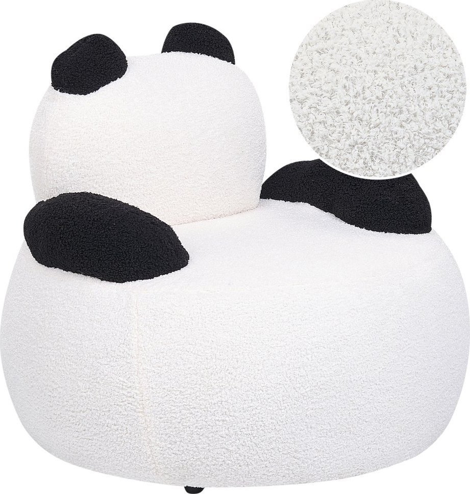 Beliani Fotel dziecięcy boucle panda biały z czarnym VIBY