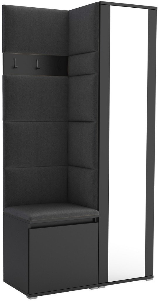 Tapicerowana garderoba Noris VI z lustrem - czarny + tkanina Trinity 15