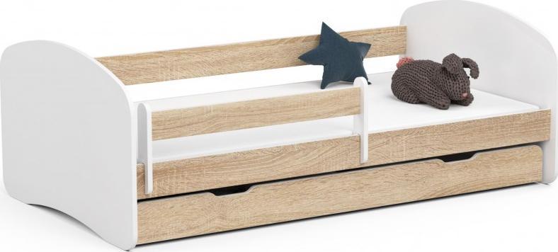 Fabryka Mebli Akord Łóżko dziecięce 180x90 SMILE z materacem i szufladą dąb sonoma