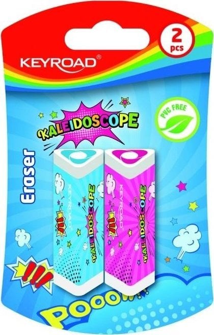 Keyroad Gumka do ścierania KEYROAD Kaleidoscope, trójkątna, 2 szt., blister, mix kolorów