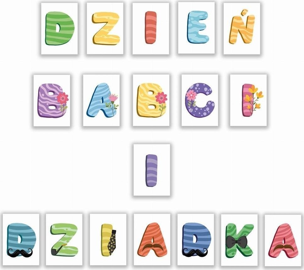 LearnHow Litery dekoracyjne A4 - Dzień Babci i Dziadka 18el