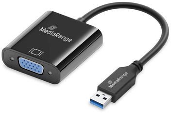 MediaRange USB-A 3.0 auf VGA(HD15)Video Konverter, 20cm, sw