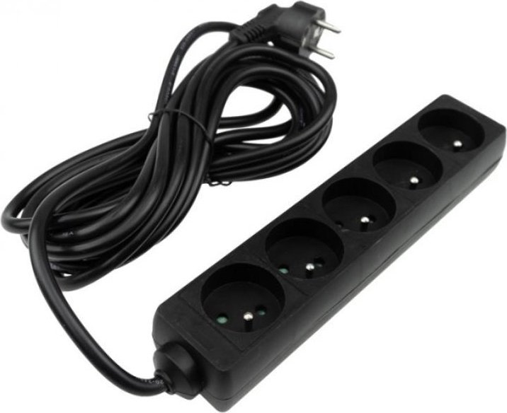 Ecolight Przedłużacz 5 gniazd 5m z/u 3x1.5mm2 czarny