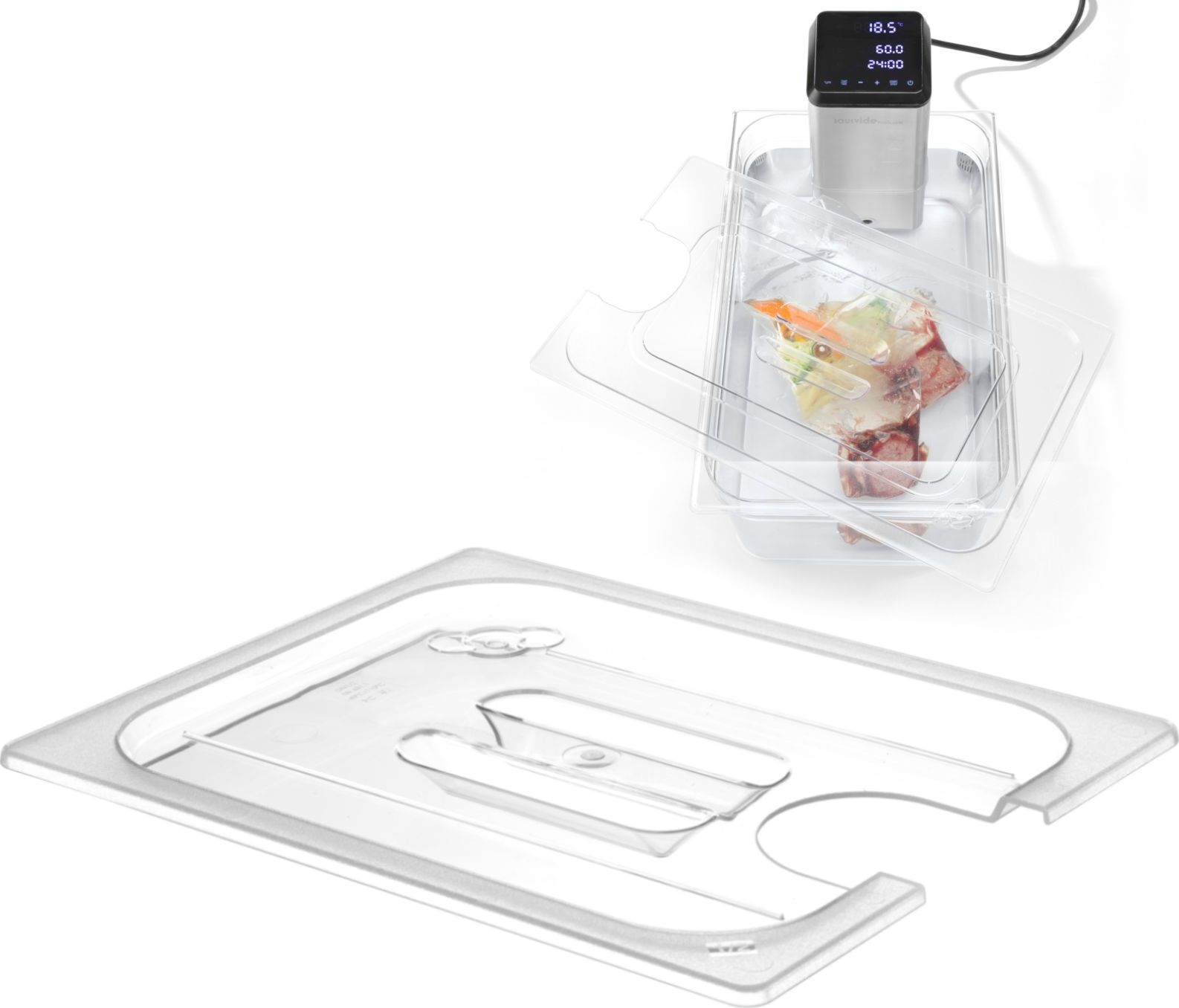 Hendi Pokrywka z poliwęglanu z wycięciem na Sous-Vide do pojemników GN 1/1 - Hendi 864227 Pokrywka z poliwęglanu z wycięciem na Sous-Vide do pojemnikó