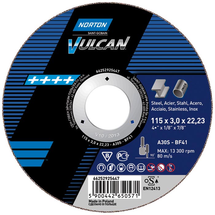 Norton Clipper Tarcza flex VULCAN A 41 125x22,23x1,6 do stali - 66252925434