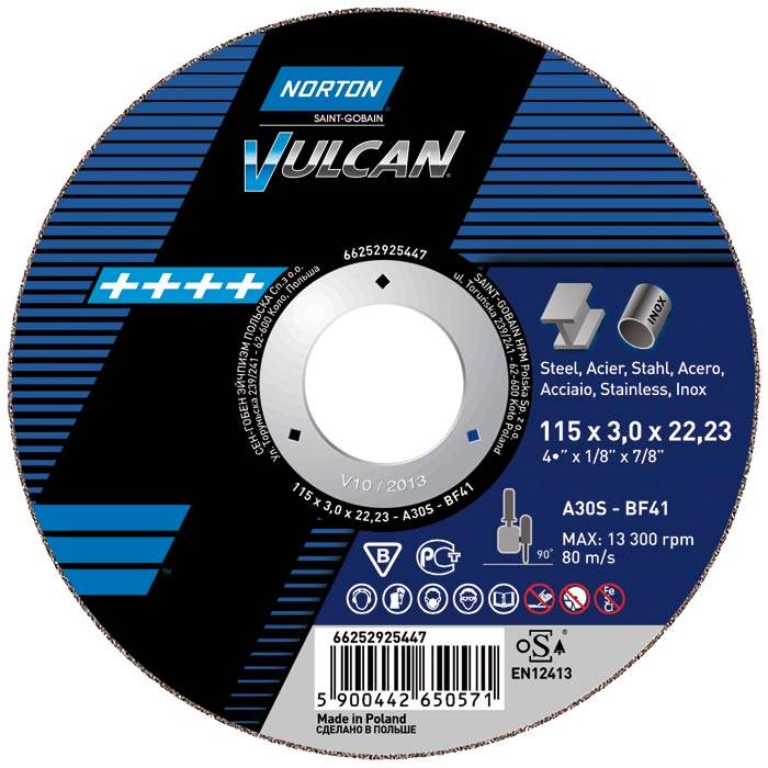 Norton Clipper Tarcza flex VULCAN A 41 125x22,23x1,6 do stali - 66252925434